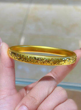 铜合金手镯 碎冰冰泥鳅背素圈手镯女实心镯子高品质手环高级手饰