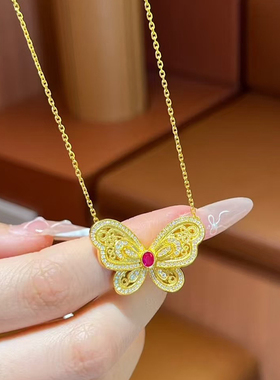 铜合金项链 新中式倾城蝴蝶项链女复古高级感锁骨链新款精致饰品