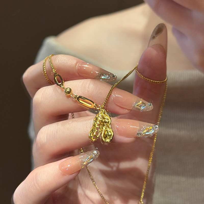 钛钢 好事花生项链女轻奢高级感精致锁骨链个性时尚配饰品