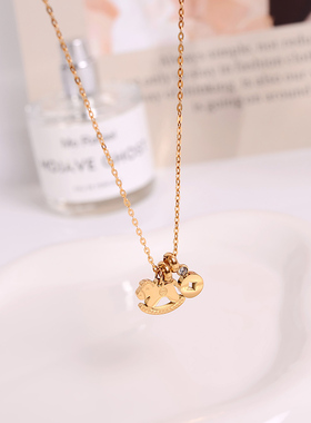 钛钢项链 马上有钱财运滚滚项链女时尚高级轻奢设计感锁骨链配饰