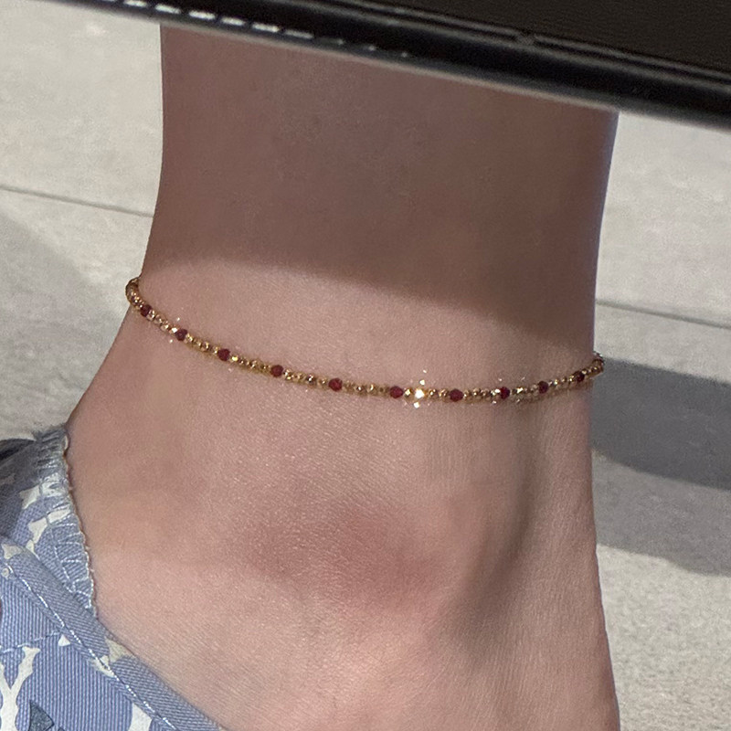 钛钢 蹦迪珠满天星脚链女时尚性感脚环高级感夏季足链不掉色
