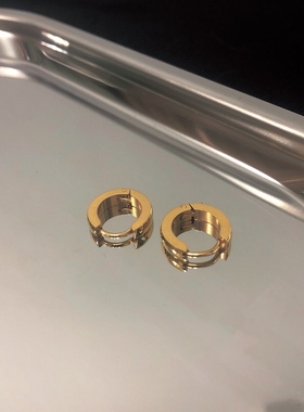 钛钢耳饰 简约素圈通勤百搭小众设计精致耳环女小圈圈耳扣耳饰品