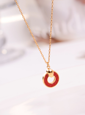 钛钢项链 红色圆圈蛇年项链女福气本命年锁骨链轻奢高级感配饰品