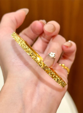 铜合金手镯 碎碎冰手镯女爆闪素圈实心手环时尚镯子高级感手饰