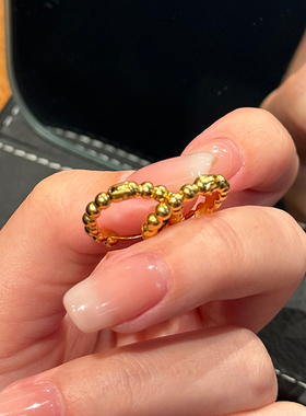 钛钢耳饰 圈圈小珠珠耳环女高级感冷淡风简约耳扣耳圈百搭耳饰品