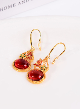 铜合金耳饰  新中式新年葫芦耳钉女百搭国风气质耳环高级感耳饰