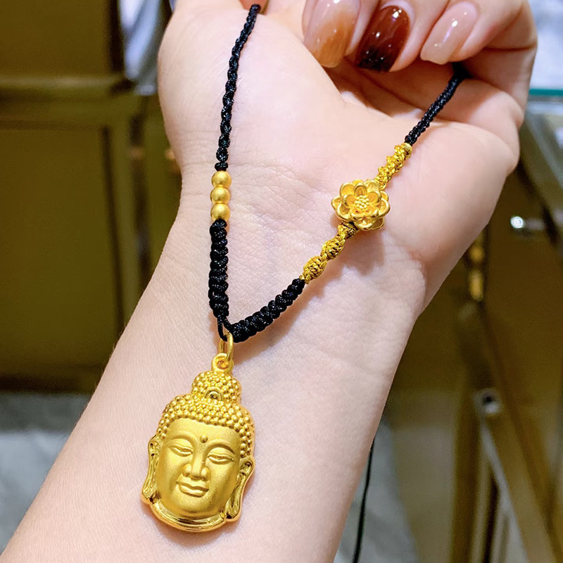 铜合金 新中式精工版佛头项链女手工编绳莲花百搭衣服配饰