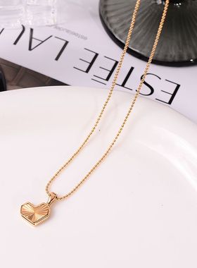 钛钢项链 ins镭射爱心项链女简约百搭锁骨链轻奢气质饰品不褪色