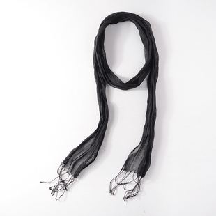 细长窄条薄款小围巾颈巾高级感薄款亚麻纱巾夏季防晒装饰领巾腰带