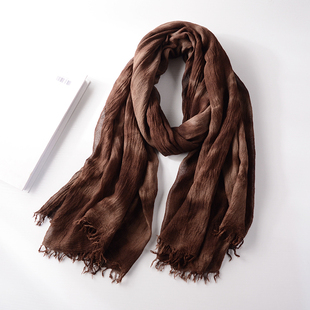 时尚 围巾男女百搭文艺个性 围巾焦糖色棕色脏染 秋冬季 柔软舒适