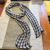 纯亚麻细长条窄丝巾女围巾小领巾腰带发带绑包丝带飘带格子围巾
