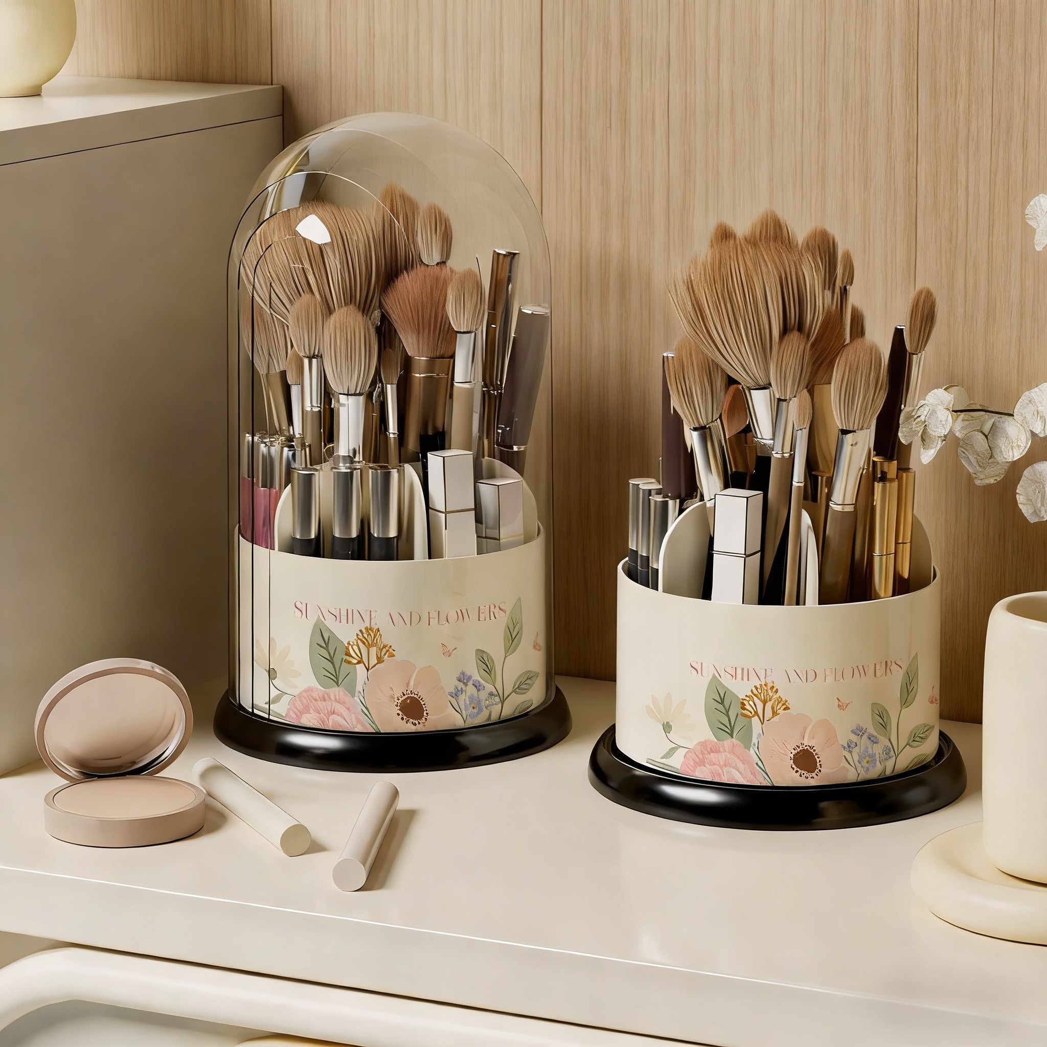 化妆刷收纳筒可旋转防尘 多格分类梳妆台化妆品收纳盒桌面高级感,收纳整理,化妆箱/盒,淘宝优惠券,粉丝福利购,淘宝优惠卷