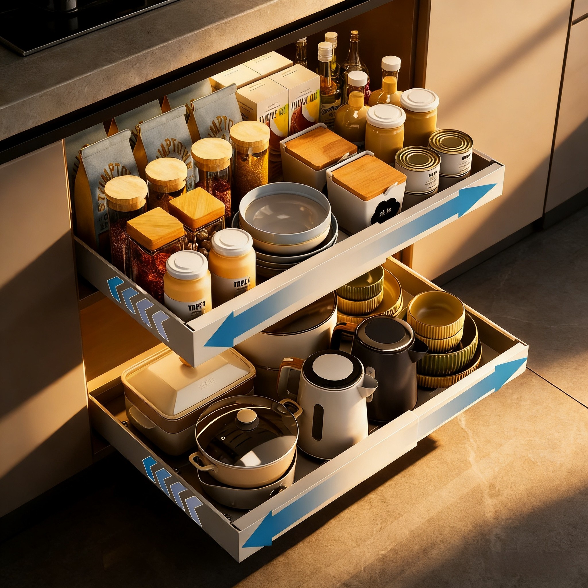 可伸缩橱柜拉篮抽拉式 家用抽屉式免打孔碗盘筷子调味瓶置物架,厨房/烹饪用具,抹布架/厨房清洁收纳架,淘宝优惠券,粉丝福利购,淘宝优惠卷