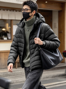 冬季鹅绒连帽轻薄保暖情侣羽绒服