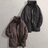 2025冬新男装 保暖日系白鸭绒外套755立领袄子SL轻便中长款 羽绒服