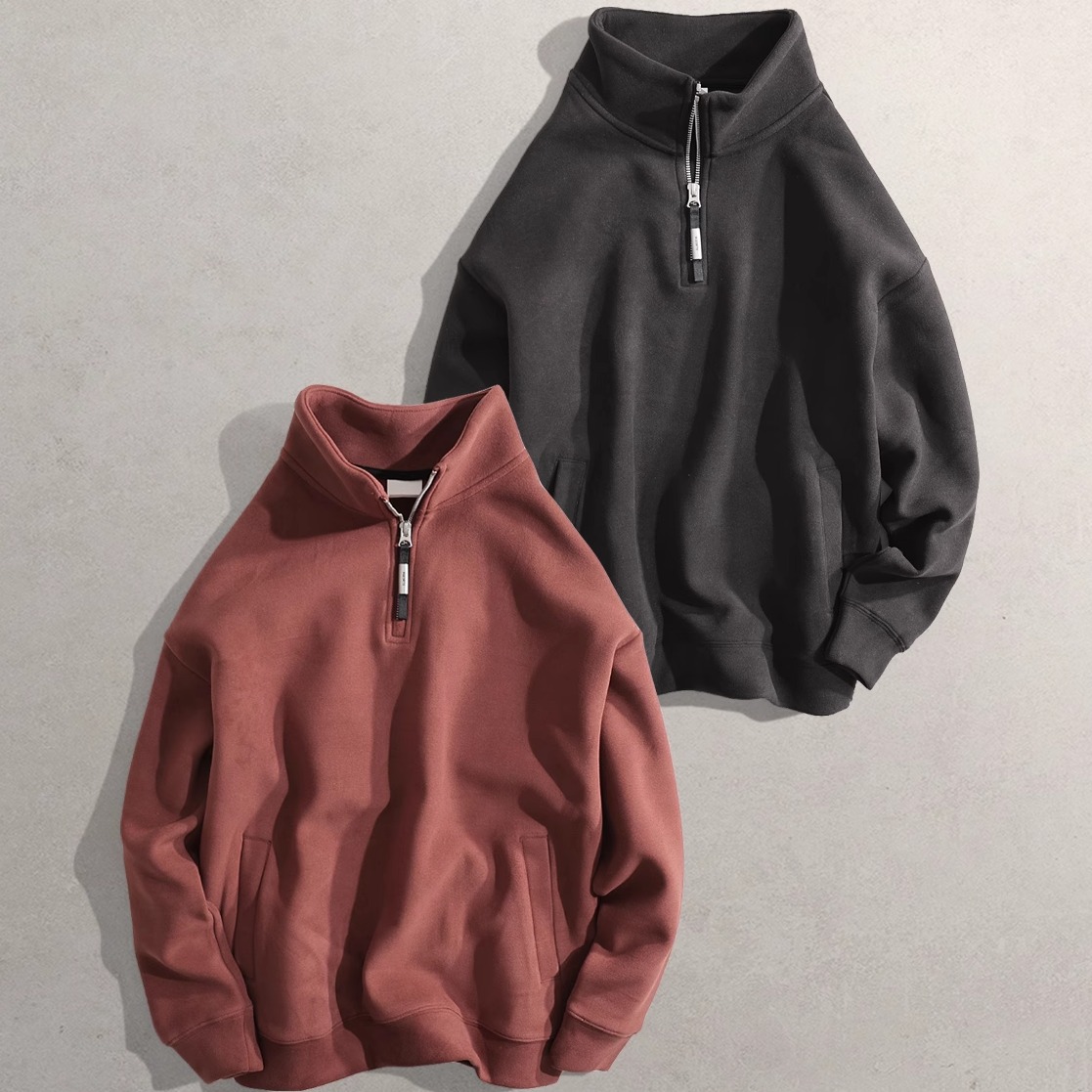 2025秋冬新款运动上衣9977男装学院风SL弹力百搭加厚加绒套头卫衣