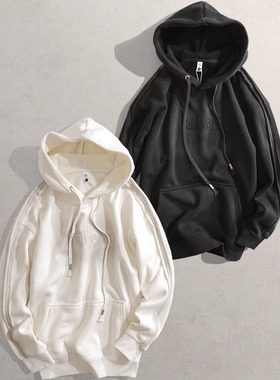 2025秋冬新男装运动上衣CG学院风百搭连帽87006套头加绒加厚卫衣