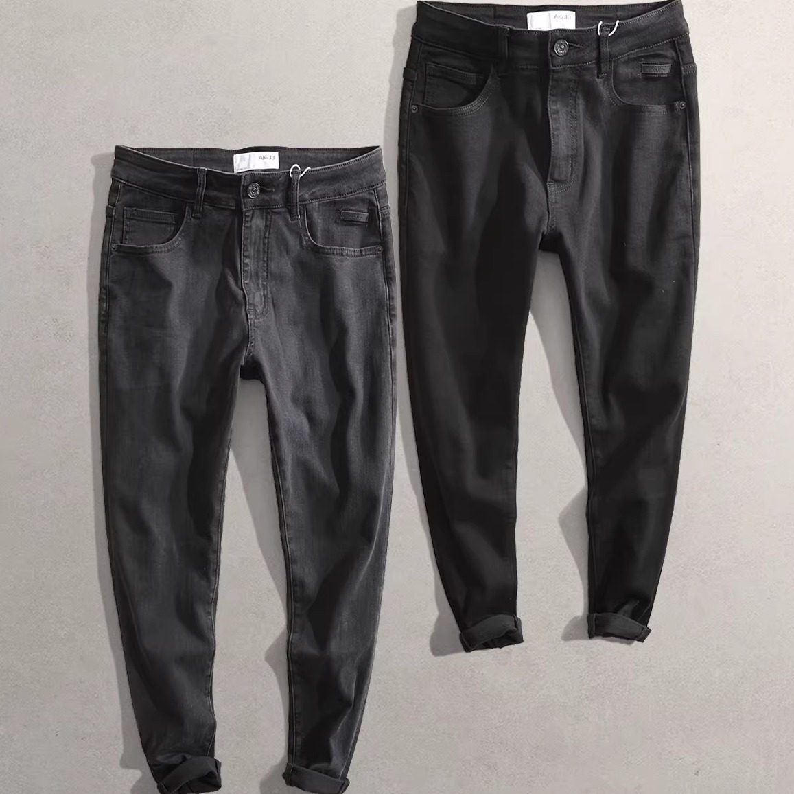 2026新男显瘦修身弹力水洗黑色98685复古韩版舒适休闲小脚牛仔裤