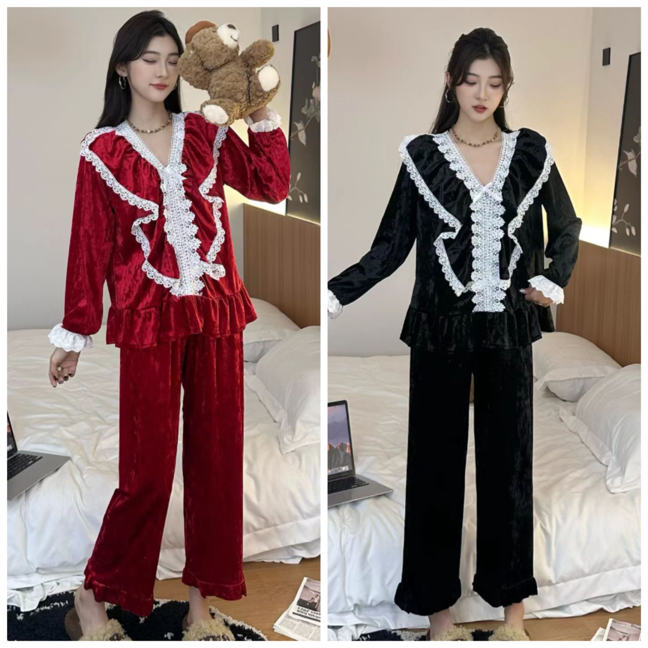 2025冬新款大码钻石绒减龄洋气显瘦家居服套装加肥加大舒适睡衣女