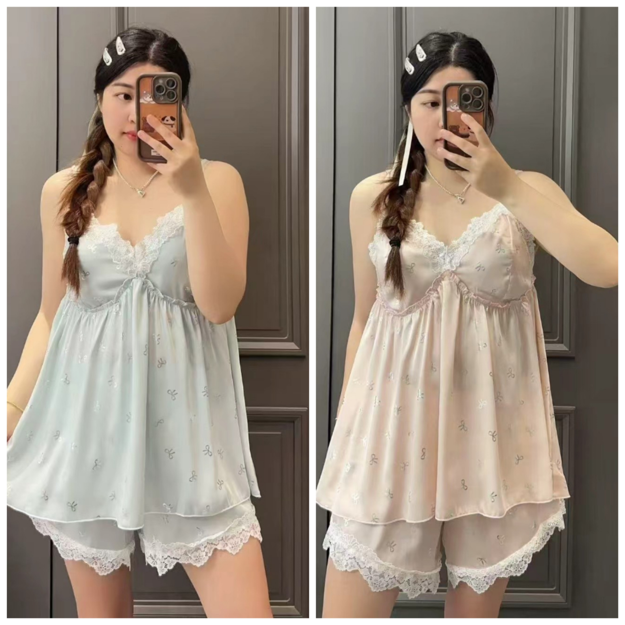 2025夏季新款大码仿丝吊带短裤性感家居服套装加肥舒适凉快睡衣女