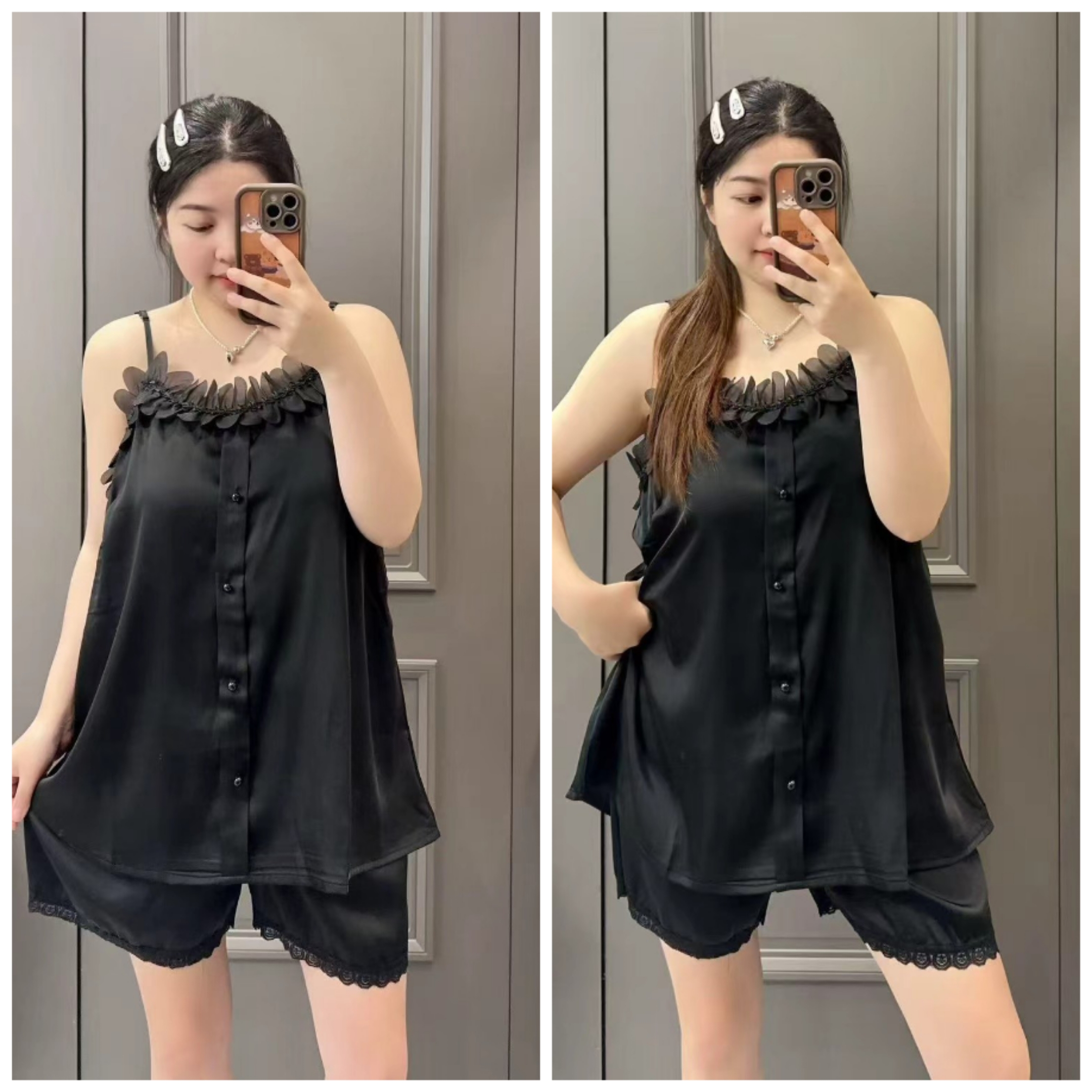 2025夏季新款大码醋酸绸料性感洋气家居服套装加肥舒适不沾身睡衣