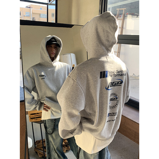 型后背印花日常通勤连帽卫衣男 加绒保暖防风棉袄短宽版 PLTH 冬季