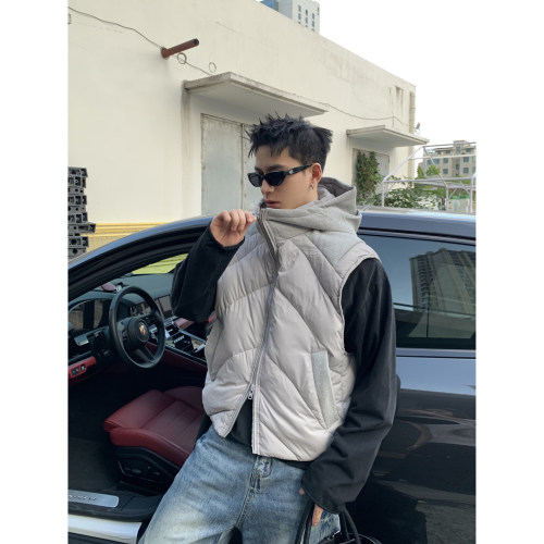 PLTH*冬季韩系90白鸭绒连帽马甲背心男女保暖加厚无袖羽绒服上衣