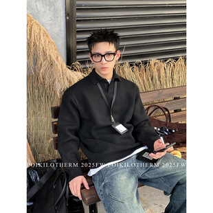 针织衫 PLTH POLO领纯色长袖 秋冬新款 男慵懒极简休闲百搭毛衣 美式