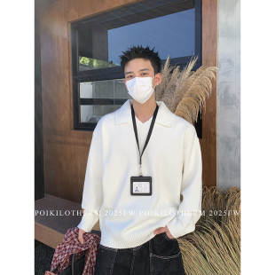 外穿内搭 男女冬季 PLTH 老钱风针织毛衣慵懒高级感纯色假两件长袖