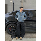 PLTH 牛仔外套男高级感百搭翻领cleanfit早春上衣潮 韩系复古短款