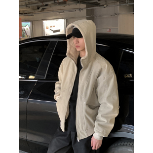 PLTH*座山雕加绒加厚外套男cleanfit重磅帆布水洗棉服夹克外套男