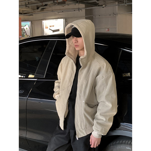 PLTH*座山雕加绒加厚外套男cleanfit重磅帆布水洗棉服夹克外套男