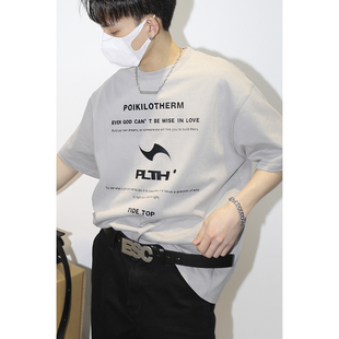 潮流百搭宽松纯棉短袖 PLTH 半袖 简约小众设计T恤韩版 休闲春季