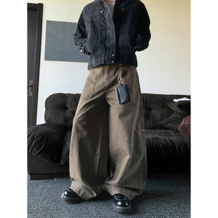 PLTH*美式复古大口袋工装裤渐变水洗阔腿版型男女同款慵懒拖地裤