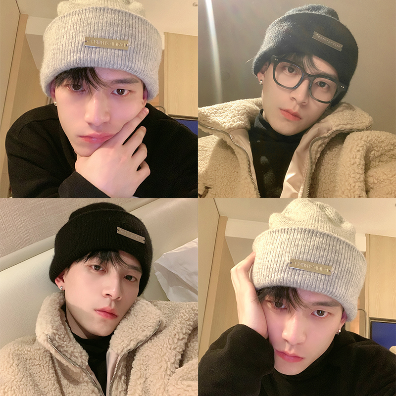 出行通勤针织帽男女同款金属装饰