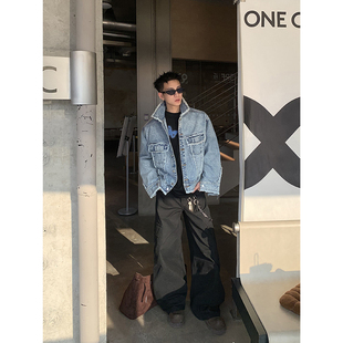 翻领牛仔外套做旧破坏毛边高级感短款 韩版 百搭休闲上衣 春季 PLTH