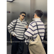 PLTH 上衣 老钱风慵懒针织衫 美式 复古条纹拉链立领毛衣男秋冬新款