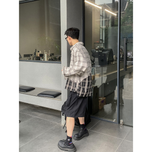 设计感破坏小众宽松休闲长袖 复古韩系拼接流苏衬衫 男女 春季 PLTH