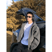 纯色连帽太空棉卫衣金属装 PLTH 韩版 饰YKK拉链休闲宽松百搭外套男