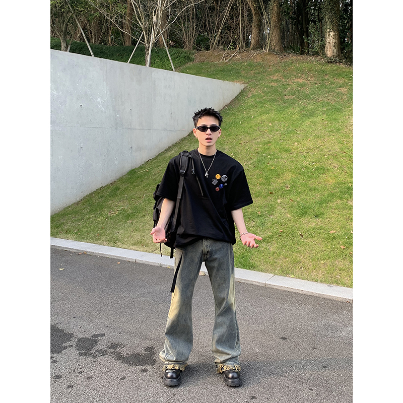 徽章点缀短袖T恤青少年