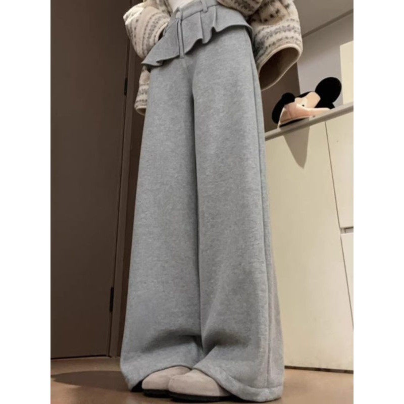 大码胖mm美式复古屁帘假两件休闲裤女新款设计感宽松百搭阔腿长裤,女装/女士精品,大码裤装,淘宝优惠券,粉丝福利购,淘宝优惠卷