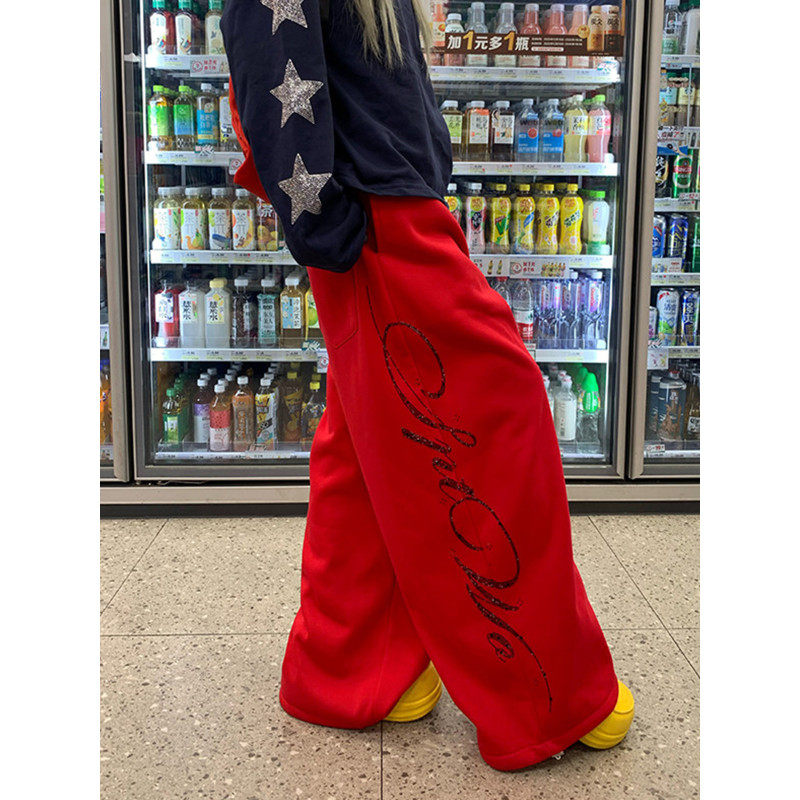 大码胖mm美式高街字母烫钻休闲卫裤女春季新款宽松垂感阔腿运动裤,女装/女士精品,大码裤装,淘宝优惠券,粉丝福利购,淘宝优惠卷