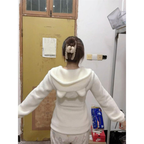 大码美式复古软糯毛茸茸小熊卫衣