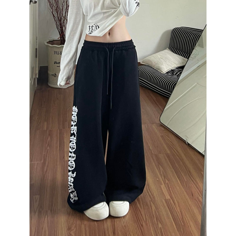 大码美式复古哥特风运动裤卫裤女