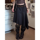 大码 半裙 设计感高腰显瘦中长款 胖mm美式 复古不规则下摆鱼尾裙夏季
