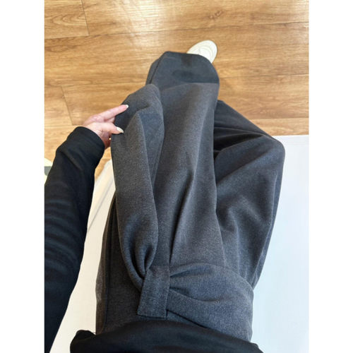 大码美式复古高腰绑带毛呢阔腿裤