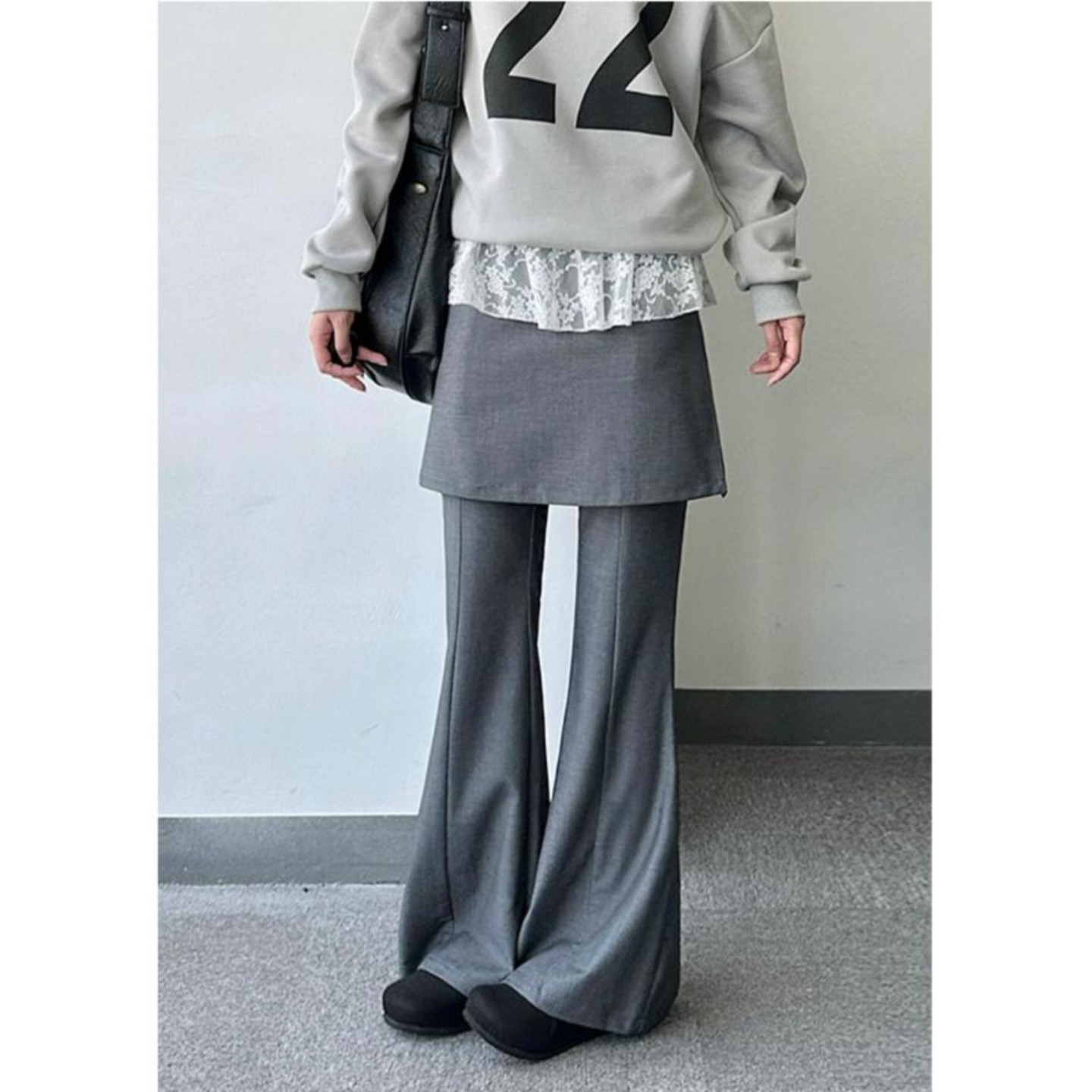 大码胖mm美式复古灰色屁帘假两件裙裤女秋冬慵懒休闲西装微喇长裤,女装/女士精品,大码裤装,淘宝优惠券,粉丝福利购,淘宝优惠卷