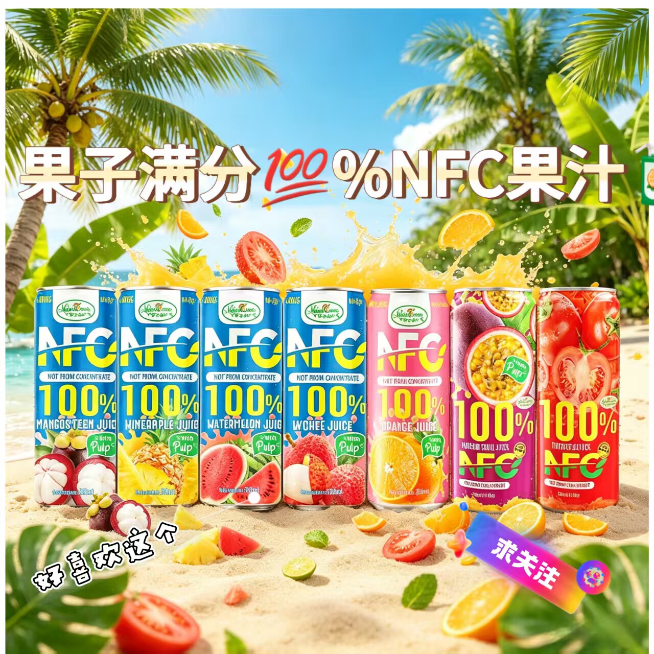 果子满分100%NFC纯果汁含果肉