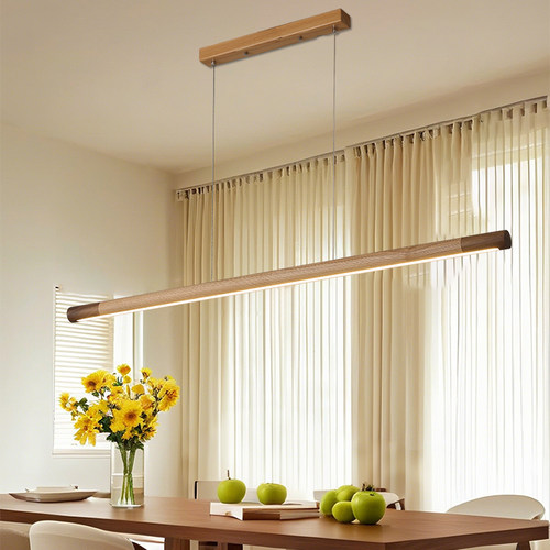 胡桃木餐厅灯吊灯一字长条吊灯