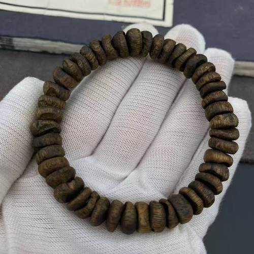 精品九分沉老白棋包壳随型手串碎银几两凉韵甜蜜香安神助眠